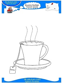 Çocuklar İçin Çay Boyama Sayfaları 